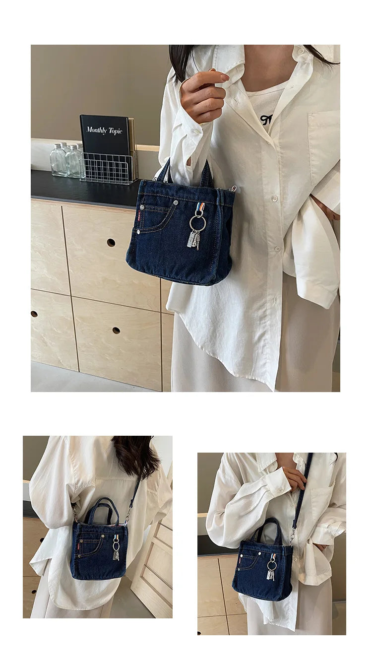 Ladies' Crossbody Bags Creative Retro Washed Denim Personalized Fashionable Verstaile Handbags High-quality Shoulder Bags Girl