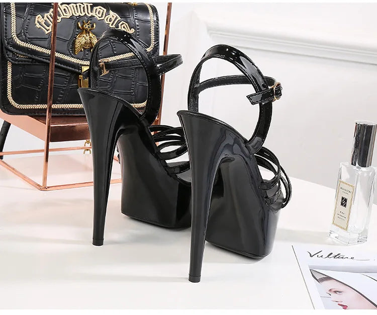 Women's summer multi-color sandals waterproof platform 15cm thick bottom fine heeled high heels