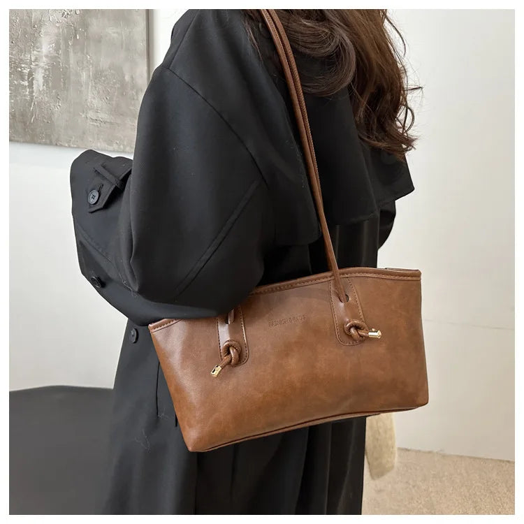 PU Leather Shoulder Bag for Women Y2K Trend 2025 Fashion Girls Handbags Large Capacity Female Crossbody Bag Retro Tote Bag