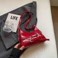 LEFTSIDE Belt Design Small PU Leather Shoulder Bags for Women 2025 Y2K Korean Fashion Crossbody Bag Lady Red Handbags and Purses