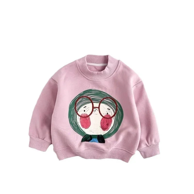 2025 Spring Baby Long Sleeve Top Clothes Infant Boy Girl Cartoon Printed Sweatshirt Toddler Casual Versatile Pullover Clothing