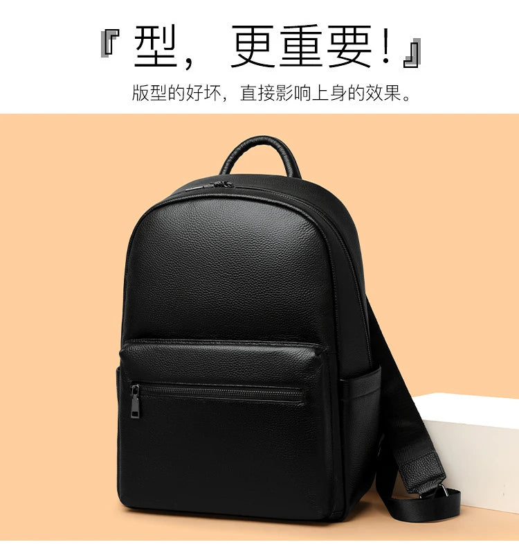 100% Genuine Leather Men Backpacks Natural Skin Leather Students Backpack Yong Boys College Backpack Shoolbag Travel Bags SAC