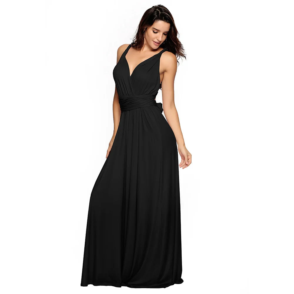 Formal Dress Women Elegant Evening Long Deep V Halter Dress Convertible Multi Way Wrap Maxi Grecian Dresses Wedding Party Dress