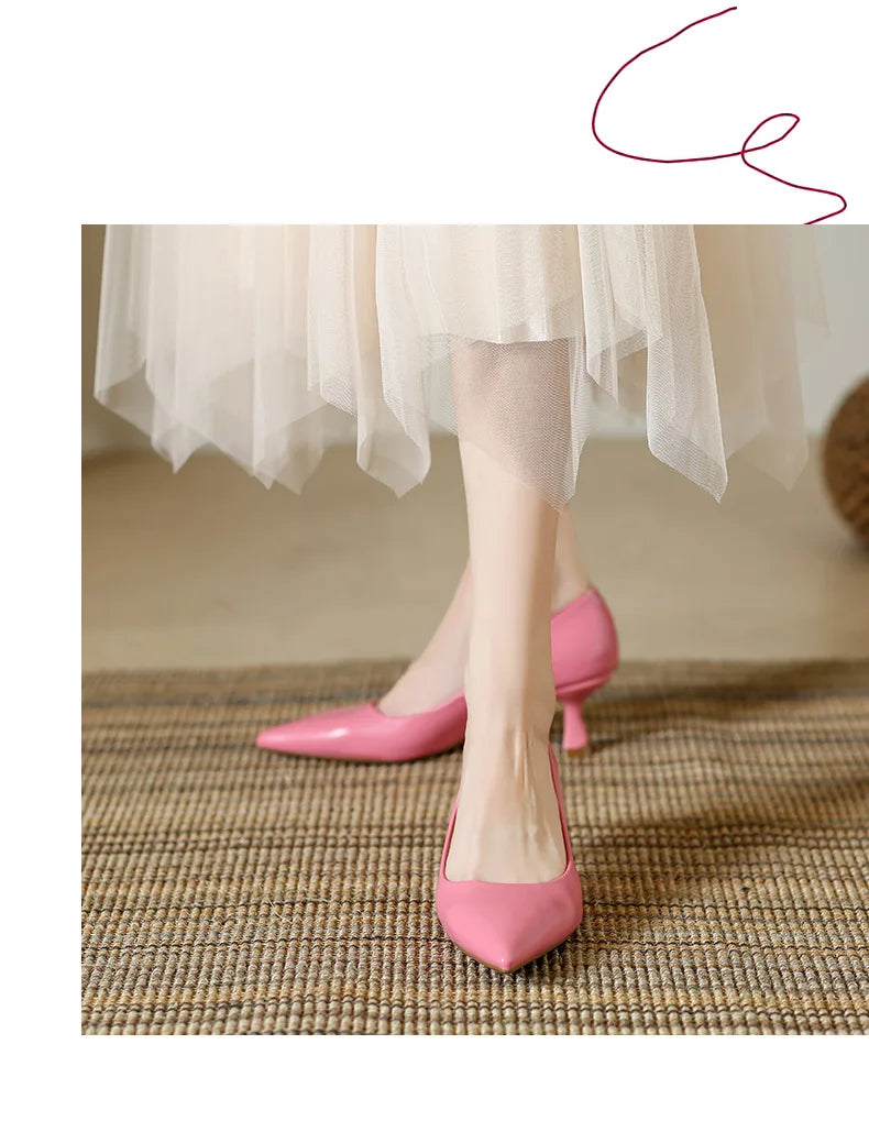 Patent Leather Fashion High Heels New Pointed Toe Pumps Elegant Woman Heeled Shoes Shallow Mouth Candy Colored Sexy Single Shoe