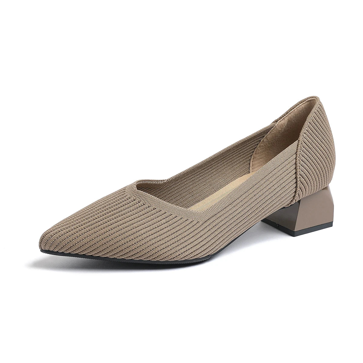 New Women's High Heels Large 42/43 Fashion Pointed Anti slip Rubber Bottom Knitted Breathable Shoes