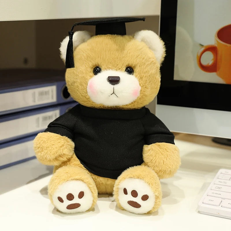 25cm Cute High Quality Doctor Bear Plush Doll Doctor Cap Bow Tie Graduation Bear Animal Stuffed Home Decor For Students Gift