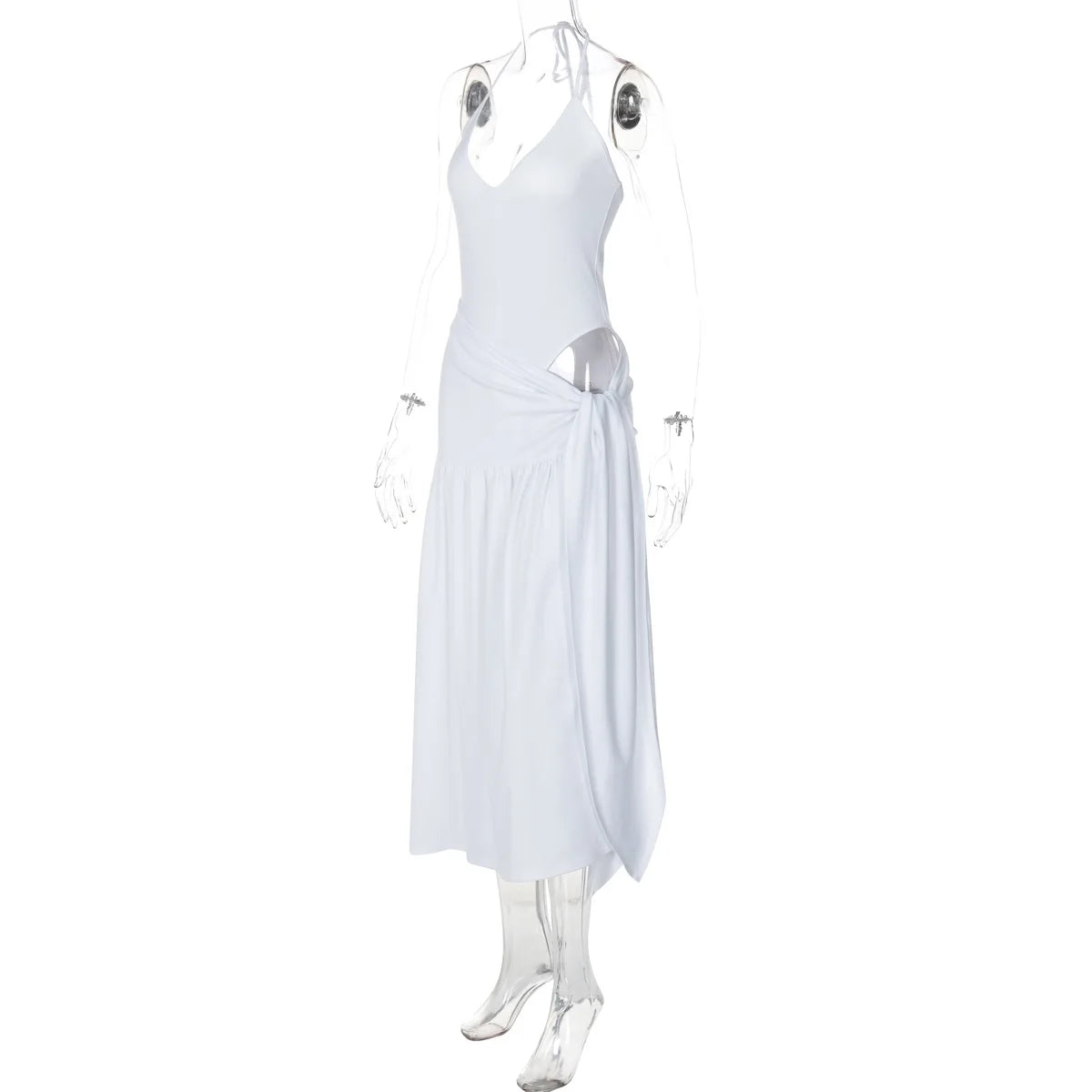 Tossy 2 Piece-Set Female V-Neck Jumpsuit Outfits Sexy Lace-Up Pleated High Waist Skirt Sets For Women White Bandage Outfits