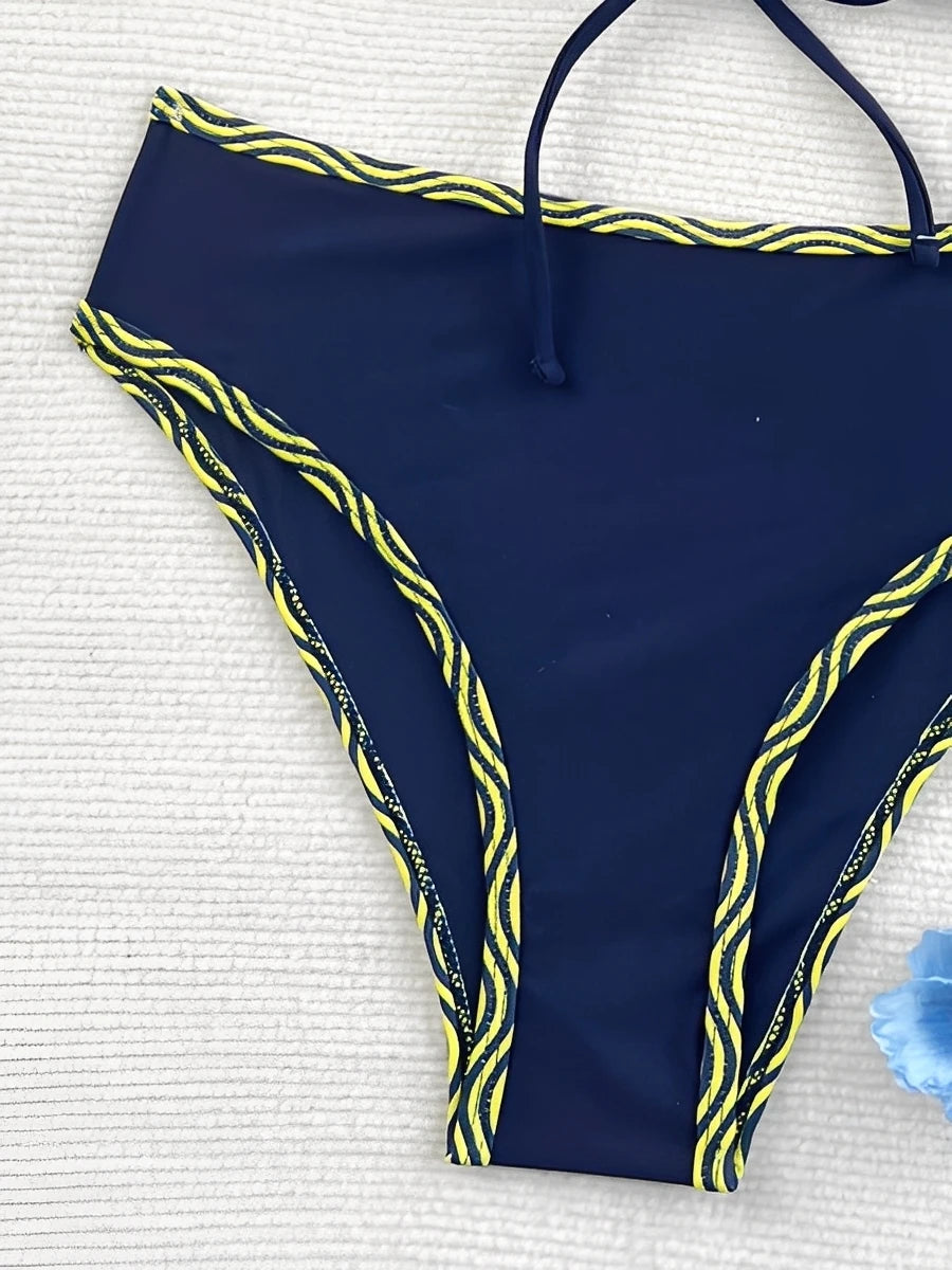 Leopard Bikinis High Waist Swimsuit Women Tie Front Strappy Swimwear Female Beachwear Bathers Bathing Swimming Swim Suit