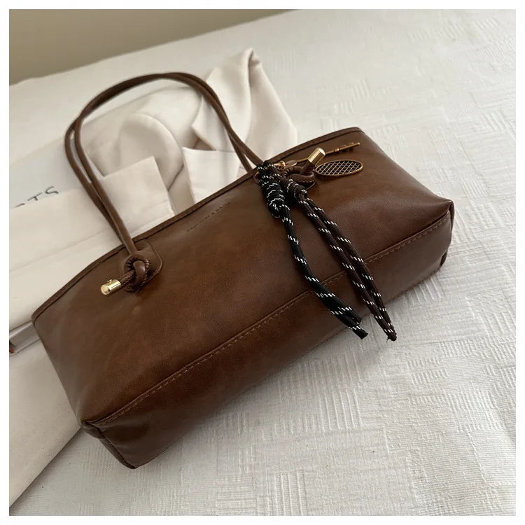 PU Leather Shoulder Bag for Women Y2K Trend 2025 Fashion Girls Handbags Large Capacity Female Crossbody Bag Retro Tote Bag
