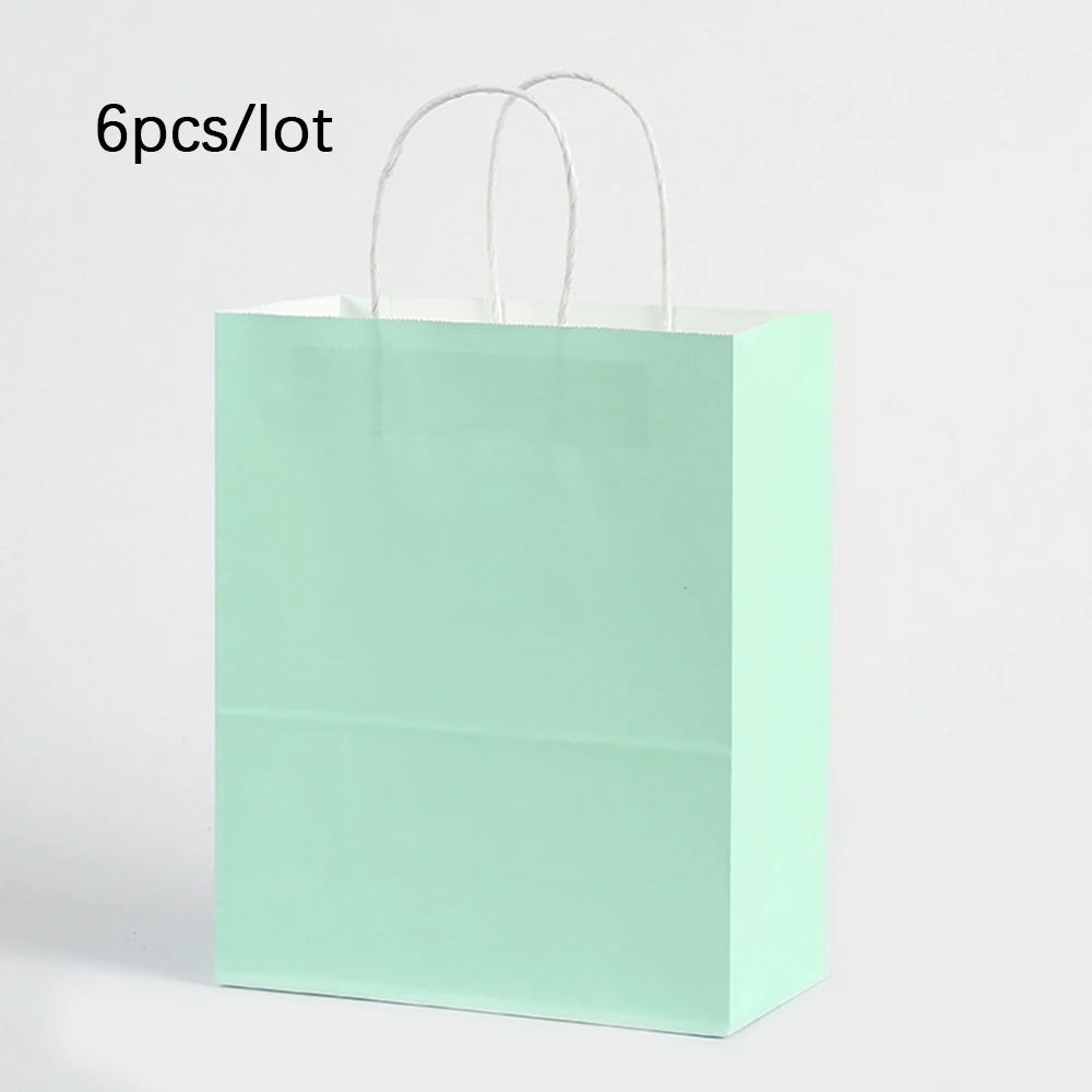 6pcs Macaron Paper Gift Bags Candy Gift Packaging Bags Kids Birthday Party Treat Bags Decoration Baby Shower Wedding Supplies