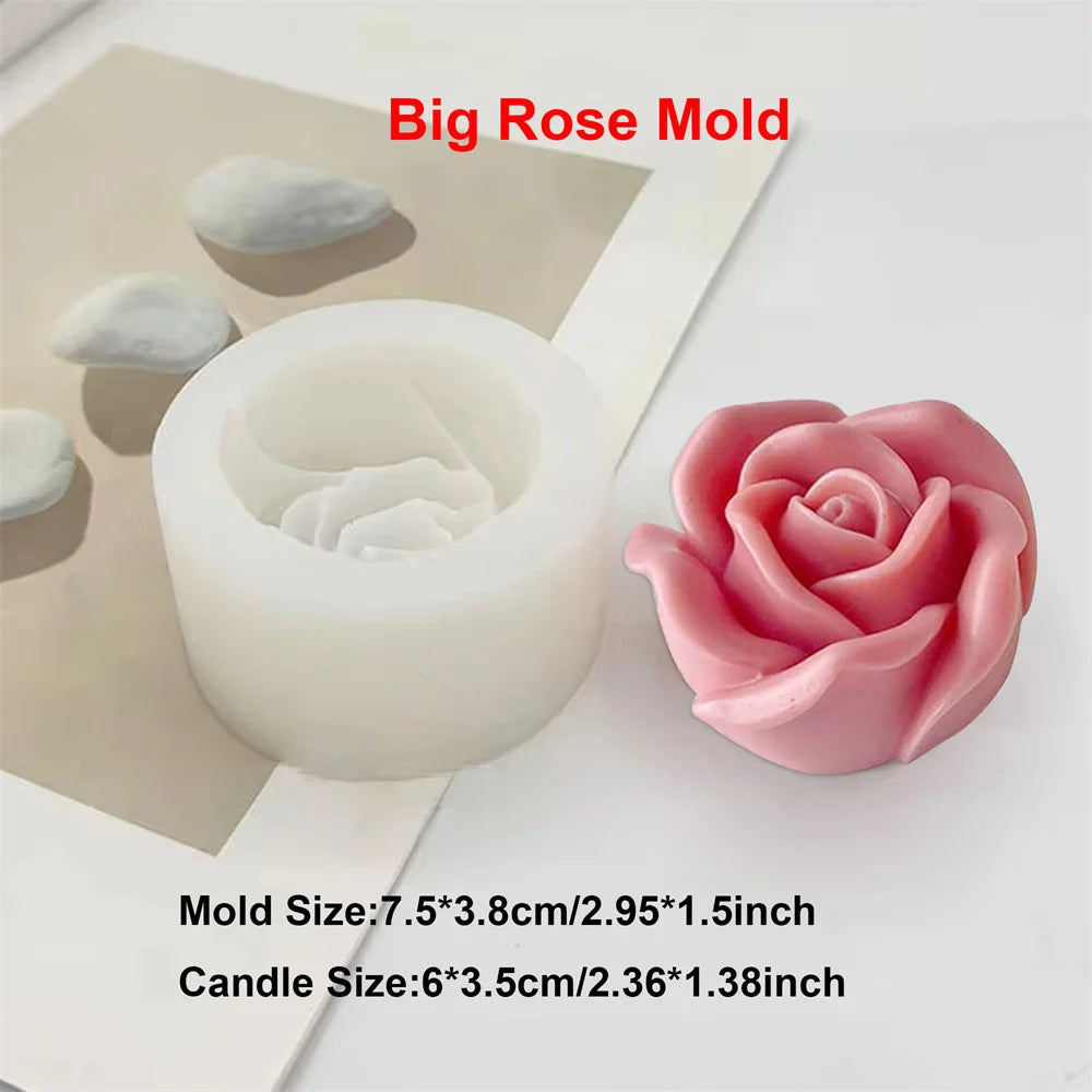 Peony Flower Candle Mold DIY Bud Flower Petal Resin Casting and Soap Making Molds 3D Heart Rose Floral Mold for Home Decor Gift