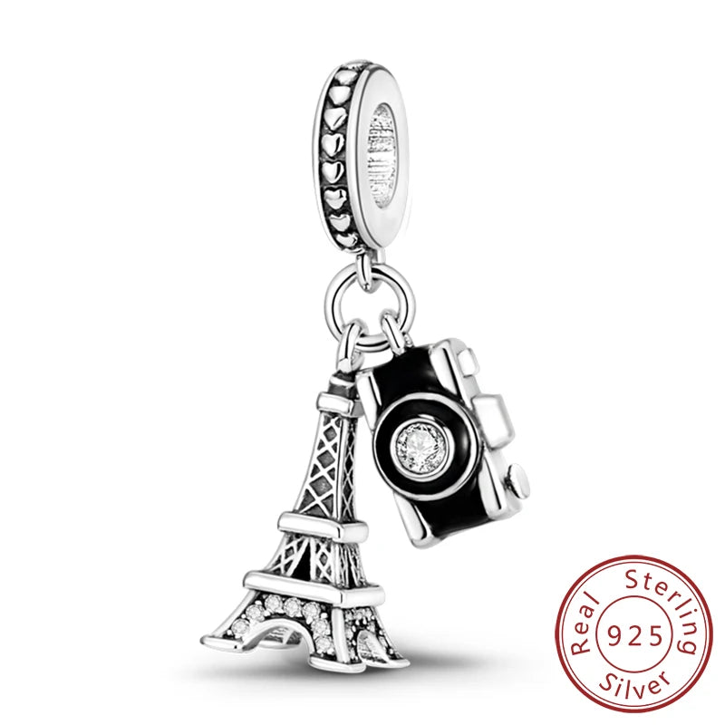 925 Sterling Silver Charms Bead Dangle Airplane Luggage Passport Travel Charms Fit Original Charms Bracelet Jewelry Gift
