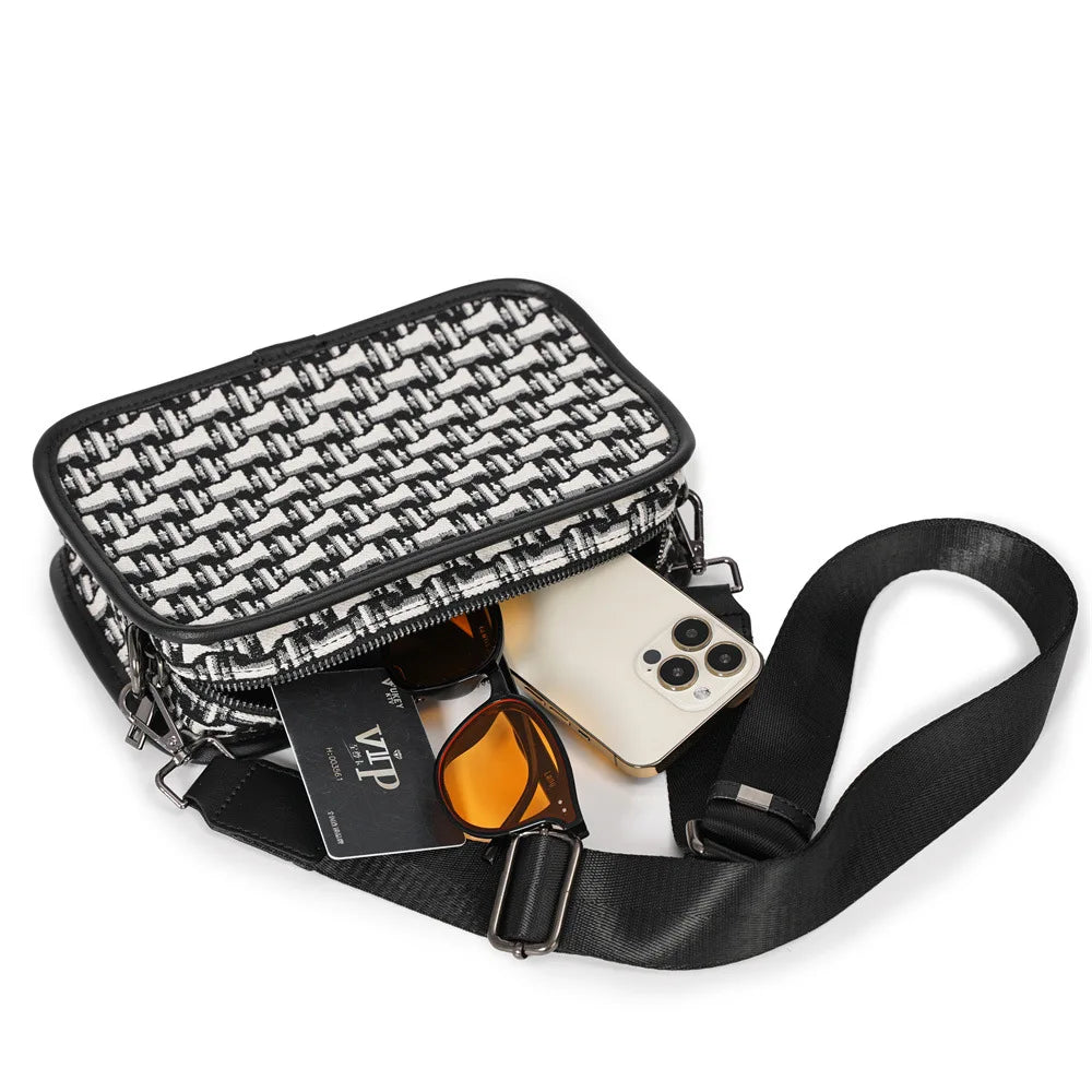 Fashion Men's Crossbody Bag Brand Designer Jacquard Canvas Crossbody Shoulder Bags For Men Small Square Shoulder Messenger Bag