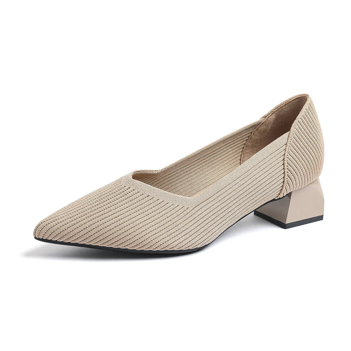New Women's High Heels Large 42/43 Fashion Pointed Anti slip Rubber Bottom Knitted Breathable Shoes