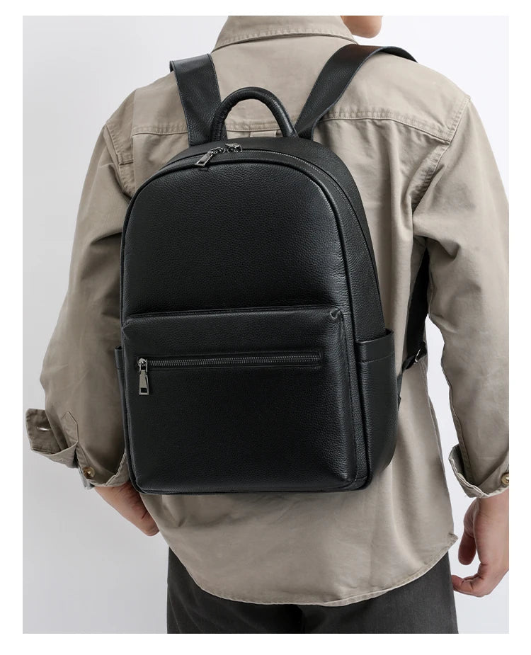 100% Genuine Leather Men Backpacks Natural Skin Leather Students Backpack Yong Boys College Backpack Shoolbag Travel Bags SAC