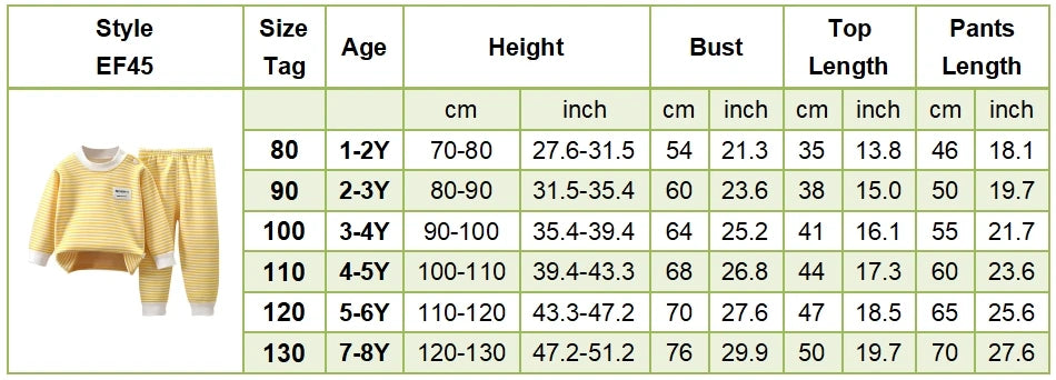 Baby Warm Clothing Set Fleece Lined Children Boys Girls Striped Underwear Sleepwear Set Ideal for Home Pajamas Autumn Winter