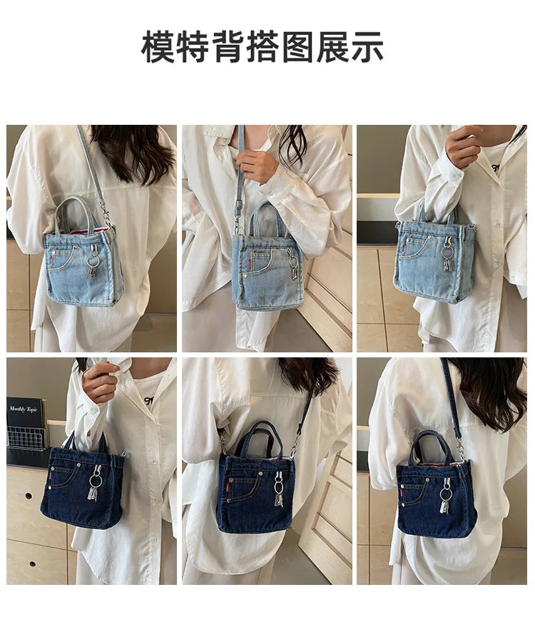 Ladies' Crossbody Bags Creative Retro Washed Denim Personalized Fashionable Verstaile Handbags High-quality Shoulder Bags Girl