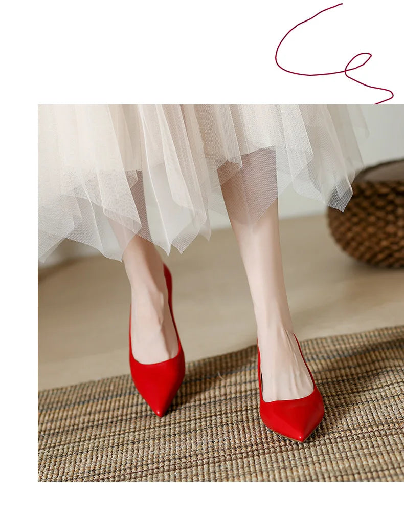 Patent Leather Fashion High Heels New Pointed Toe Pumps Elegant Woman Heeled Shoes Shallow Mouth Candy Colored Sexy Single Shoe
