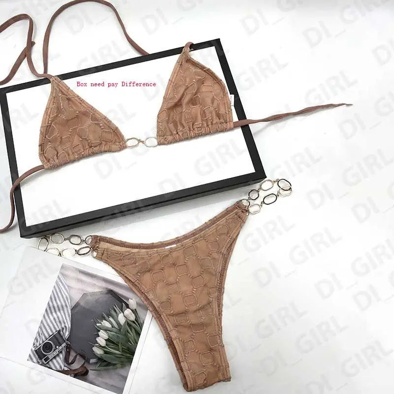 Summer New Women's Outdoor Beach Swimsuit Sexy Hanging Neck Strap Split Bikini