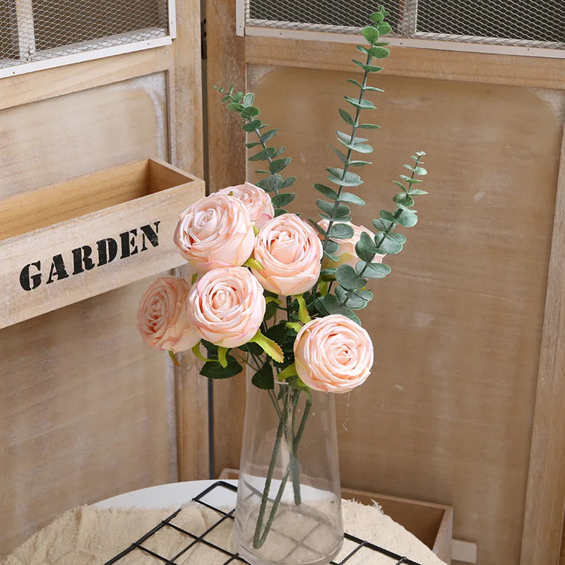 Hot 7/10 Heads Rose Bridal Bouquet Artificial Flower DIY Wedding Floral Arrangement Accessories Christmas Home Decor Photo Props