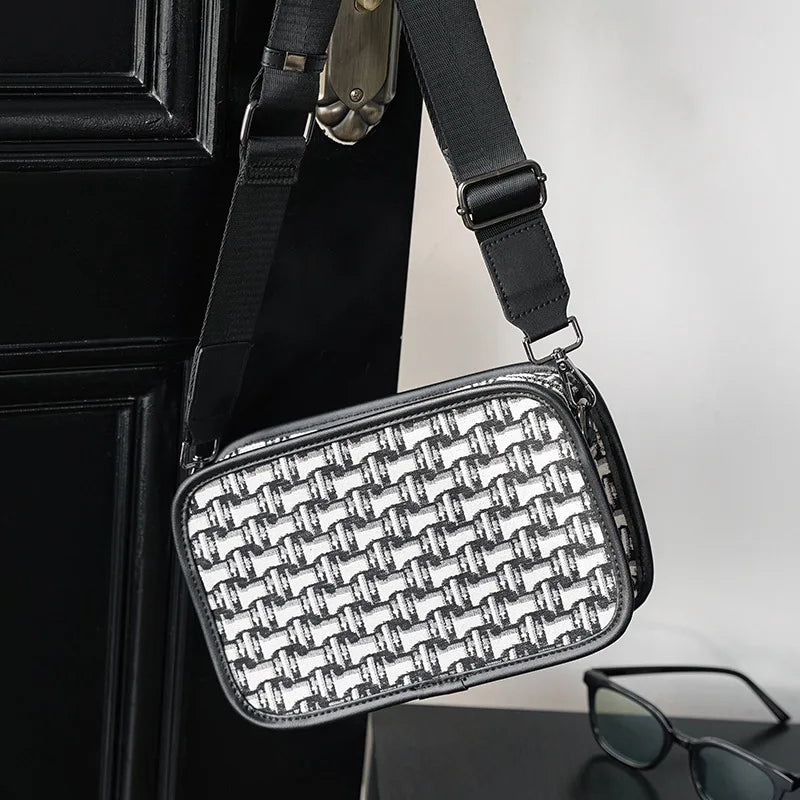 Fashion Men's Crossbody Bag Brand Designer Jacquard Canvas Crossbody Shoulder Bags For Men Small Square Shoulder Messenger Bag