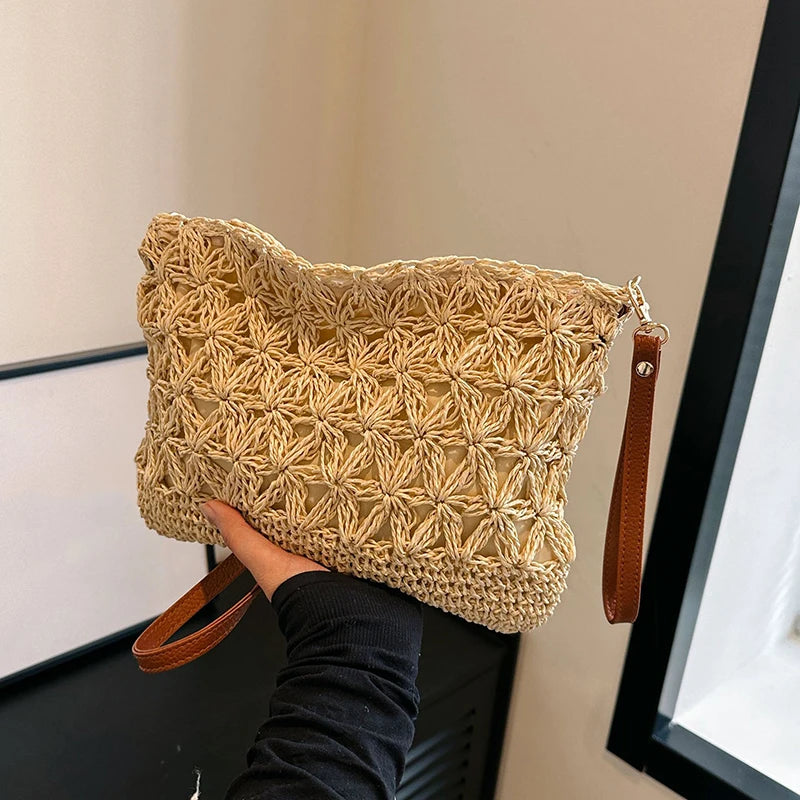 Summer Beach Women Straw Rattan Weave Shoulder Crossbody Bag Hollow Design Female Retro Daily Messenger Handbag