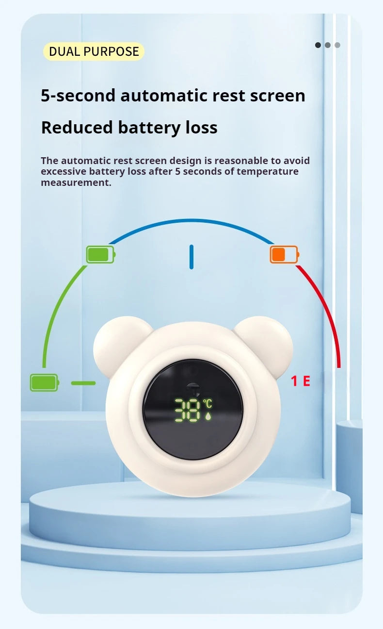 1pc Little Bear Baby Water Temperature Gauge, Button Cell Child/Baby Bath Digital Temperature Gauge - Home Use