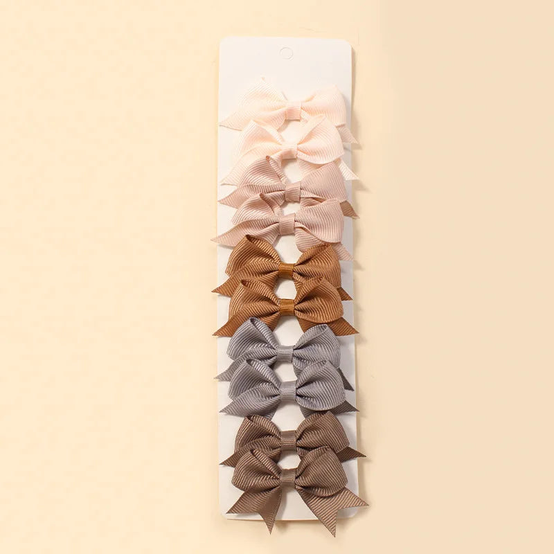 10Pcs/Set New Cute Solid Ribbon Bowknot Hair Clips for Baby Girls Handmade Bows Hairpin Barrettes Headwear Baby Hair Accessories