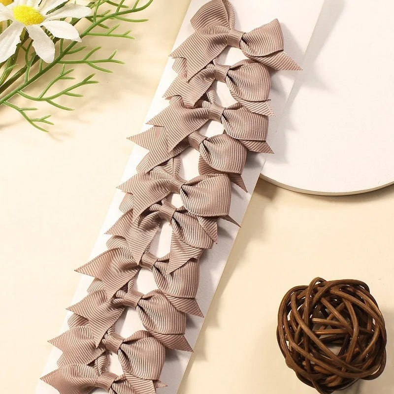 10Pcs/Set New Cute Solid Ribbon Bowknot Hair Clips for Baby Girls Handmade Bows Hairpin Barrettes Headwear Baby Hair Accessories