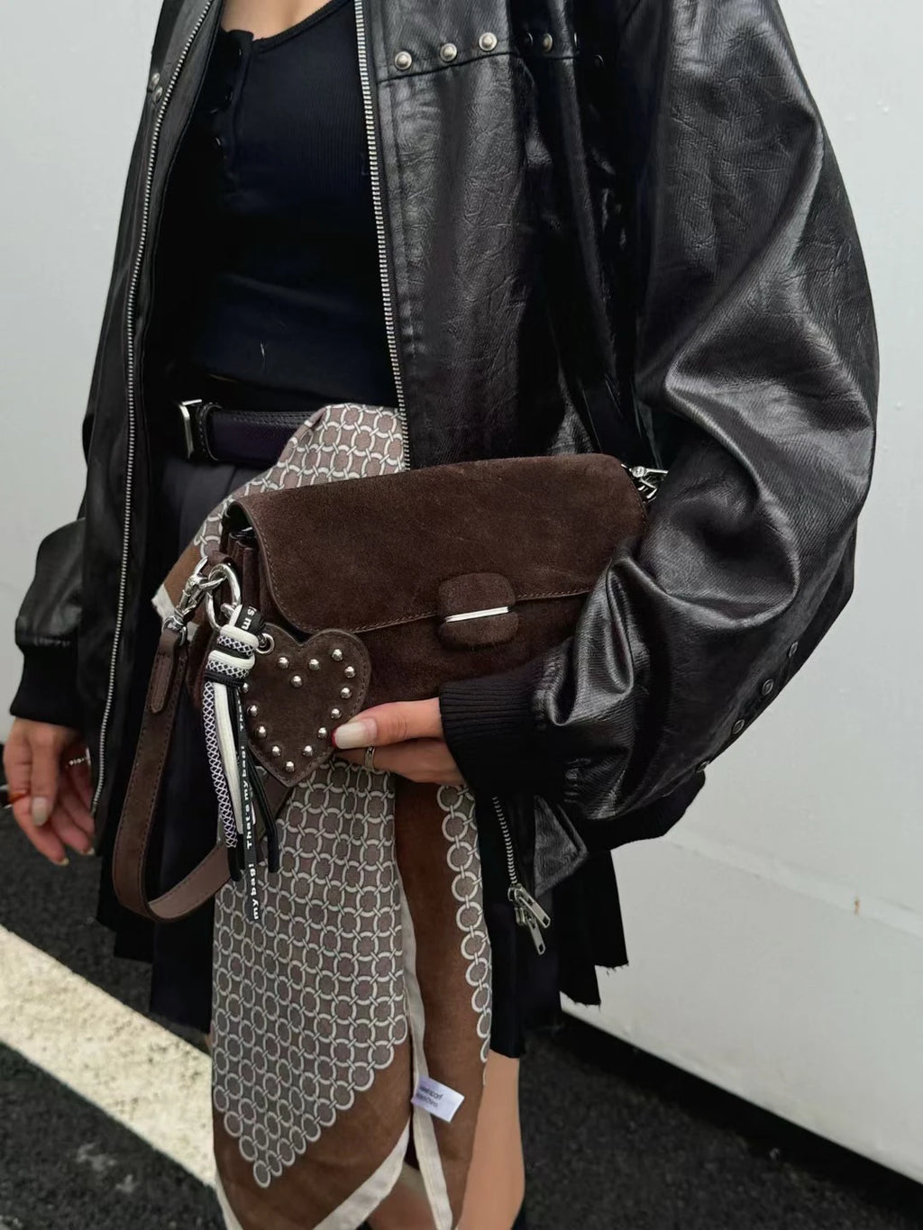 Genuine Grade Luxury Designer Women's Small Shoulder Crossbody Small Square Bags Suede Leather Female Daily Purse Underarm Bag