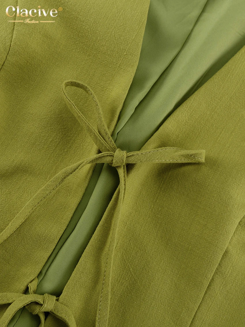 Clacive Sexy Slim Green Cotton 2 Piece Sets Women Outfit Summer Sleeveless Tank Top With Mid Waist Long Skirts Set Female