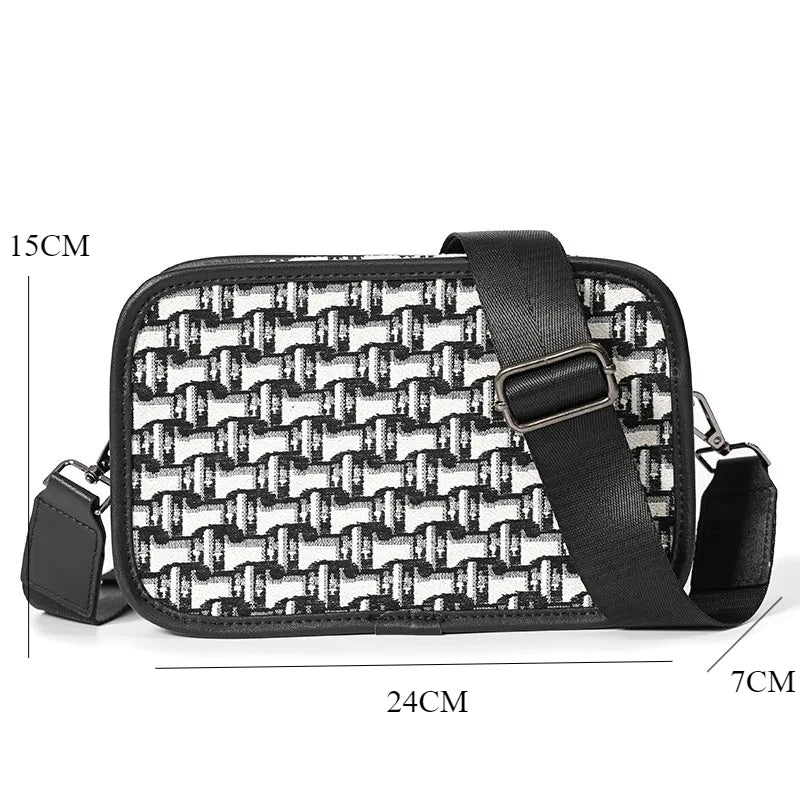 Fashion Men's Crossbody Bag Brand Designer Jacquard Canvas Crossbody Shoulder Bags For Men Small Square Shoulder Messenger Bag