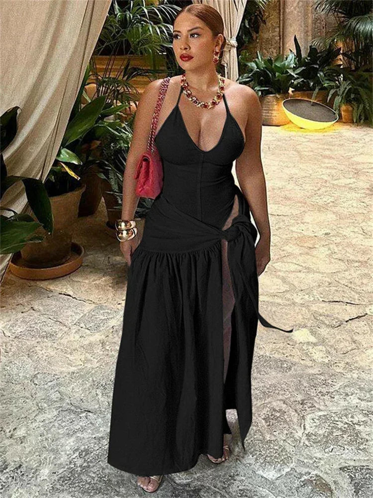 Tossy 2 Piece-Set Female V-Neck Jumpsuit Outfits Sexy Lace-Up Pleated High Waist Skirt Sets For Women White Bandage Outfits