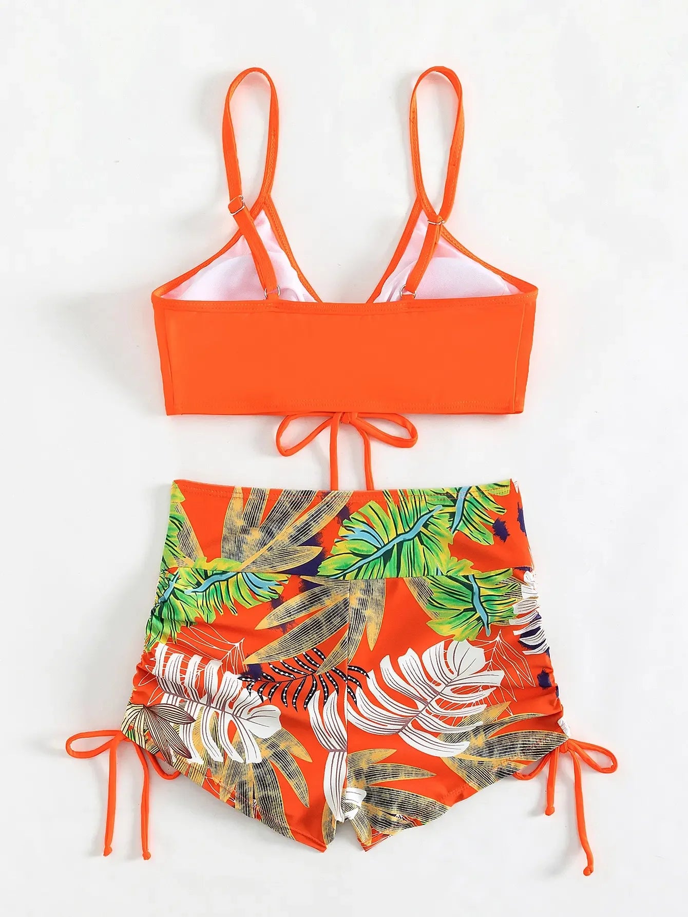 Drawstring Front Shorts Bikinis High Waist Swimsuit Women Swimwear Female Bathers Bathing Swimming Swim Suit Beachwear