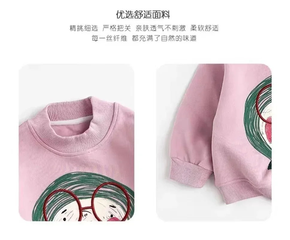 2025 Spring Baby Long Sleeve Top Clothes Infant Boy Girl Cartoon Printed Sweatshirt Toddler Casual Versatile Pullover Clothing