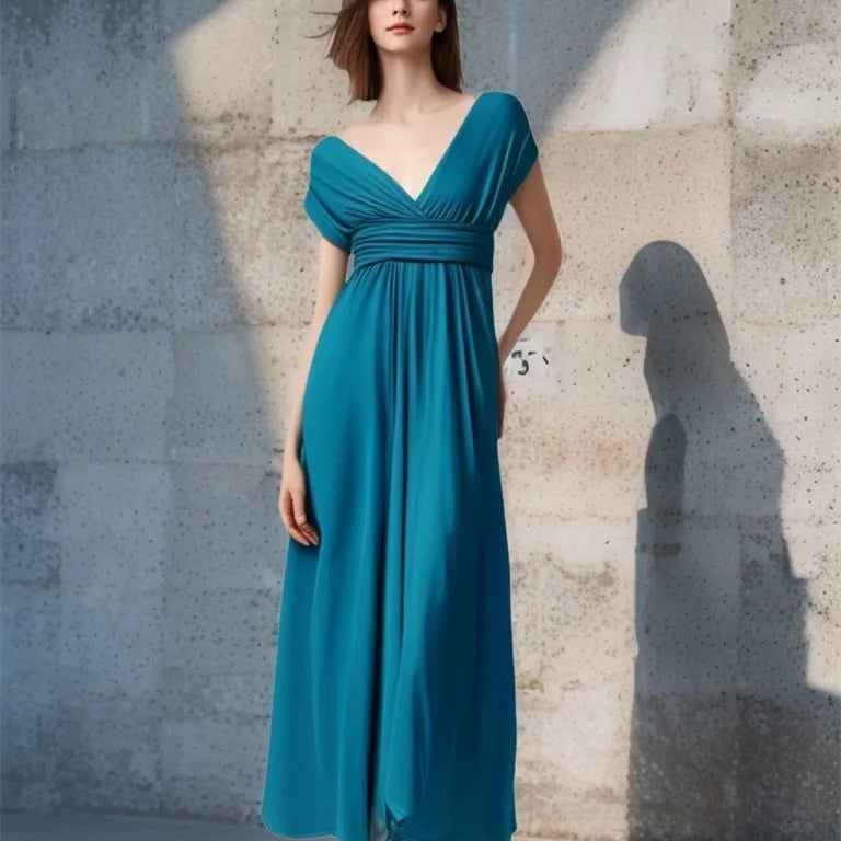 Formal Dress Women Elegant Evening Long Deep V Halter Dress Convertible Multi Way Wrap Maxi Grecian Dresses Wedding Party Dress