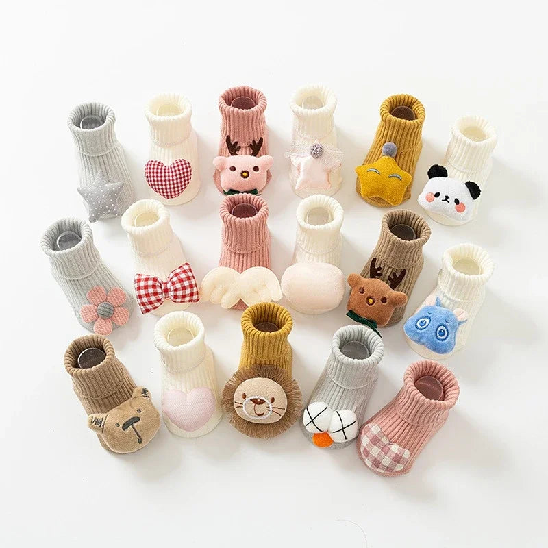 Baby Socks Spring and Autumn Non-slip Floor Socks Newborn Baby Cartoon 3D Doll Toddler Socks 0-24 Months