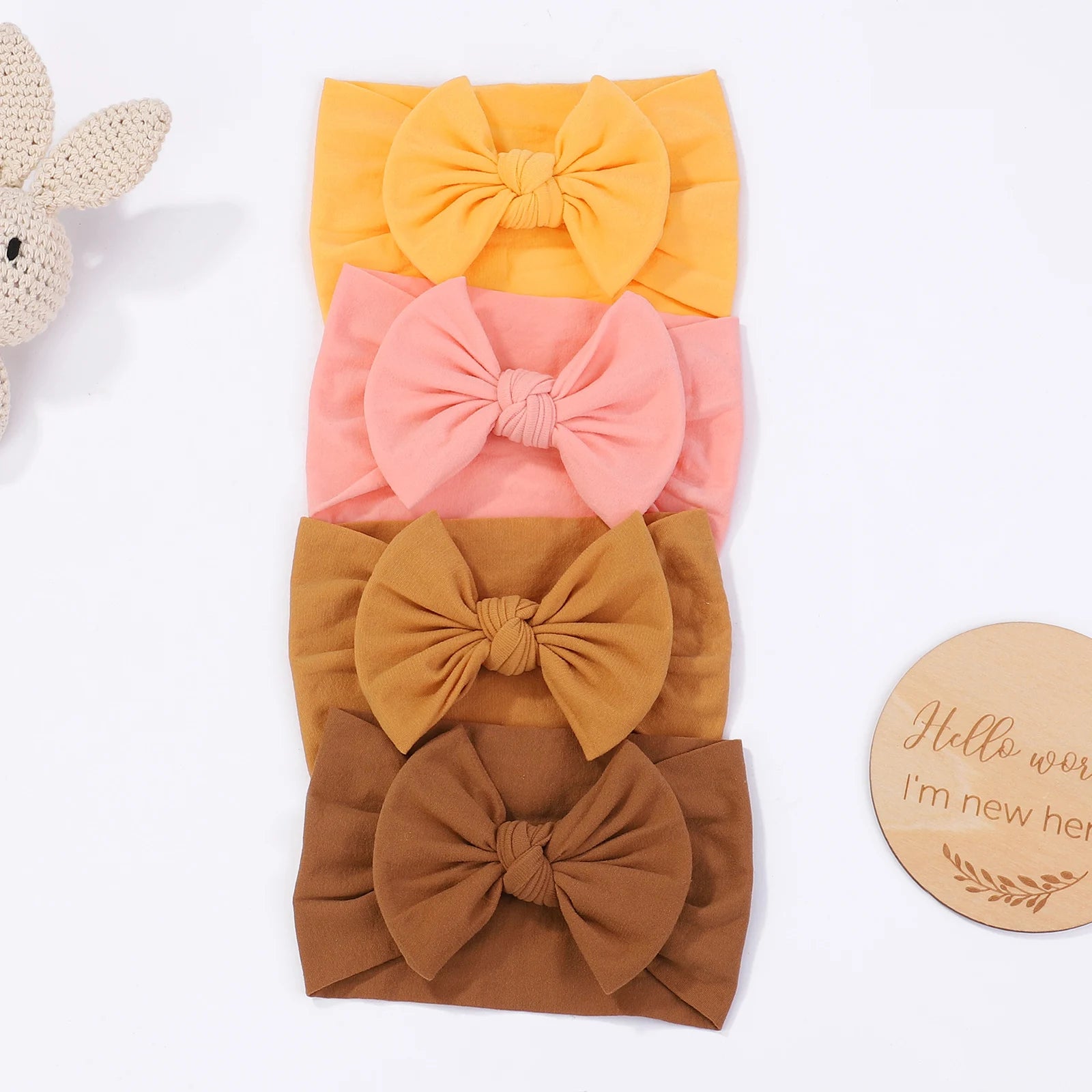 48 colors Baby Bowknot Hairband Broadside Headband Kids Girls Boutique Elastic Protect Turban Headwear Baby Hair Accessories