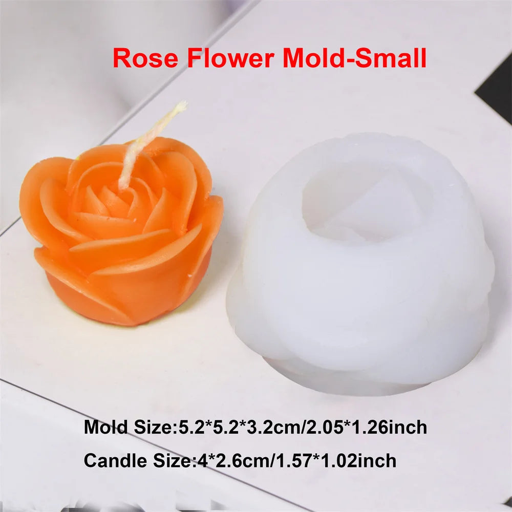 Peony Flower Candle Mold DIY Bud Flower Petal Resin Casting and Soap Making Molds 3D Heart Rose Floral Mold for Home Decor Gift
