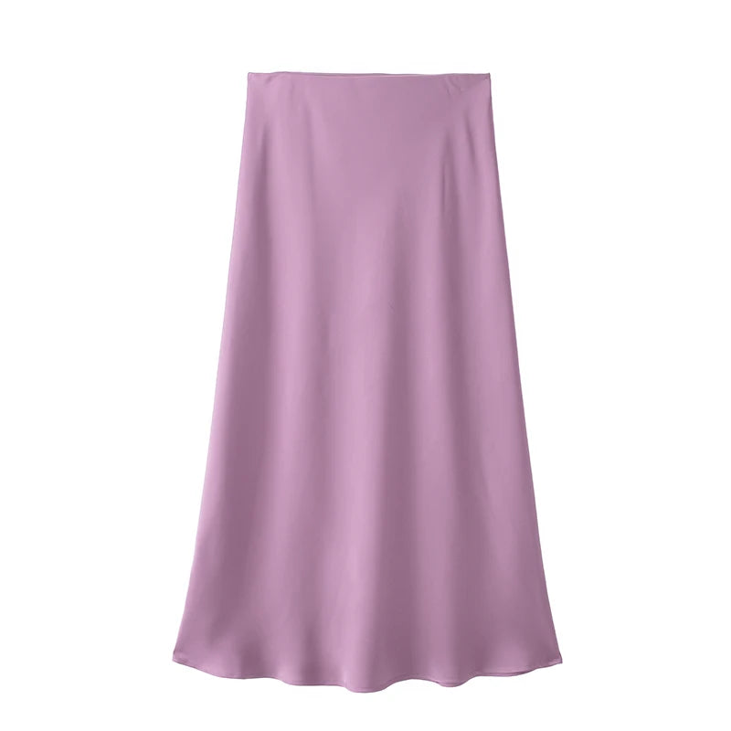 Willshela Black Satin Skirt Woman High Waist Elegant Long Skirts For Women Fashion Summer Midi Skirt Office Women's Skirts