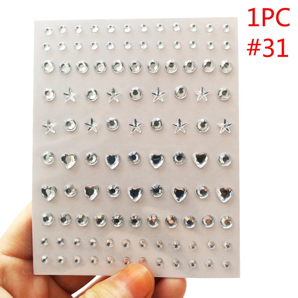 3D Eyes Face Makeup Temporary Tattoo Self Adhesive Beauty White Pearl Jewels Stickers Festival Body Art Decorations Nail Diamond