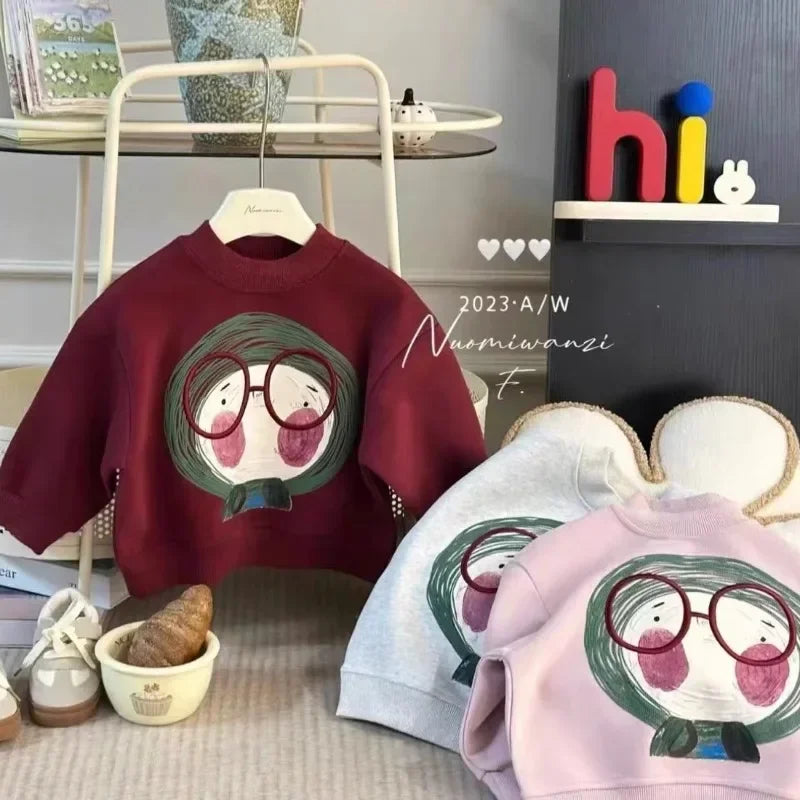2025 Spring Baby Long Sleeve Top Clothes Infant Boy Girl Cartoon Printed Sweatshirt Toddler Casual Versatile Pullover Clothing