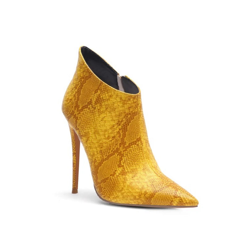 SIMLOVEYO 2021 Boots Snakeprint Thin High Heels Ankle Autumn bootie work shoes big size 45 B1397