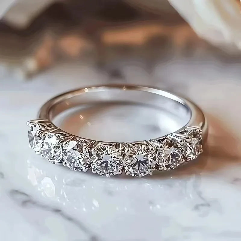 925 Sterling Silver Round Zircon Shiny Gorgeous Rings for Women Engagement Wedding High Quality Fine Jewelry