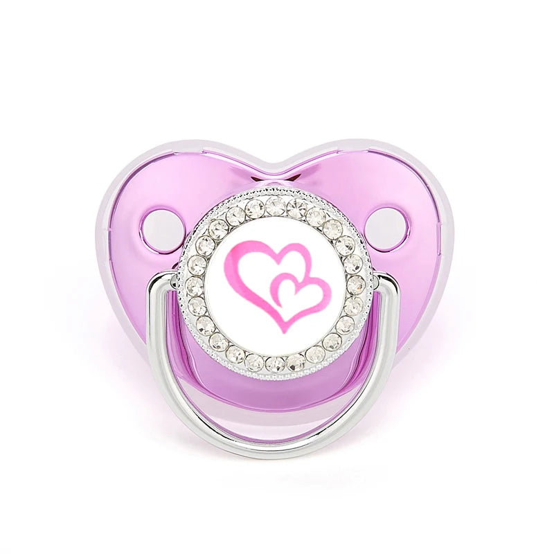 Metallic Purple Pacifier With Cover BPA Free Silicone Pacifier Name Initial Letter Dummy Teether Baby Shower Gifts For Babies