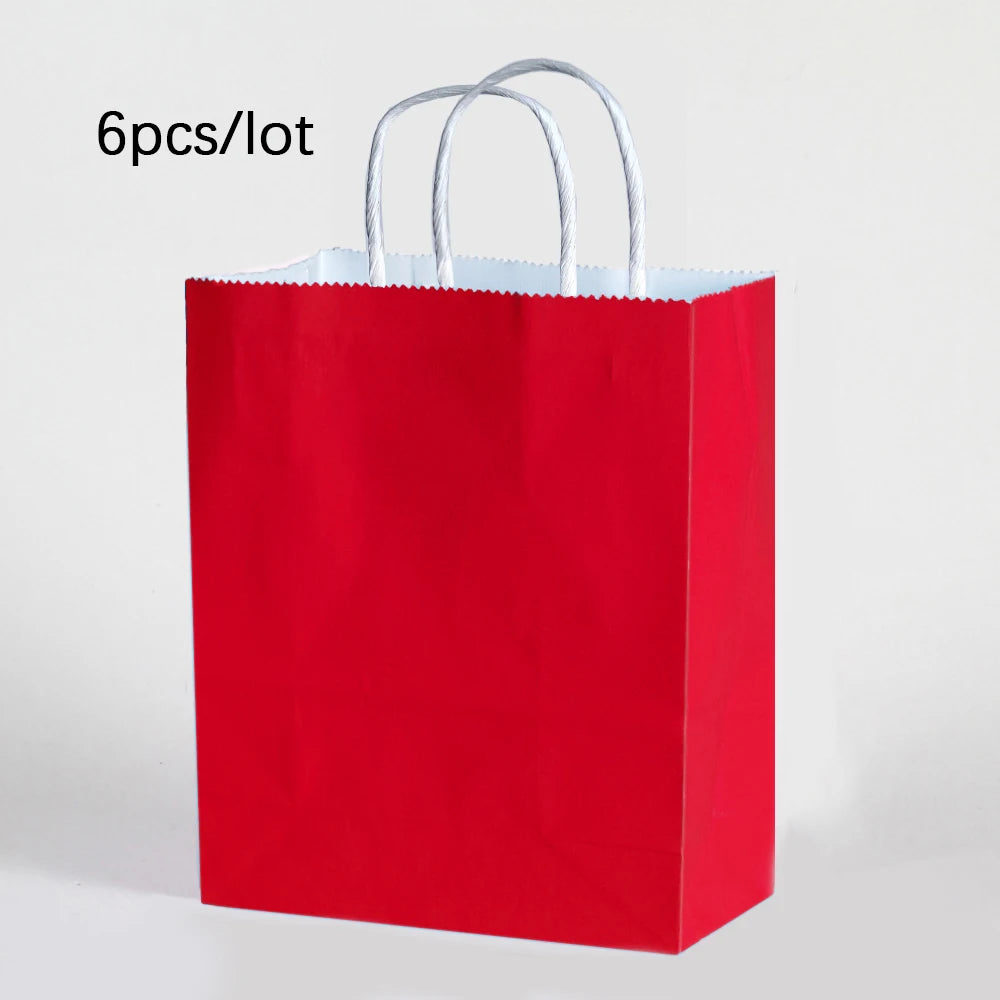 6pcs Macaron Paper Gift Bags Candy Gift Packaging Bags Kids Birthday Party Treat Bags Decoration Baby Shower Wedding Supplies