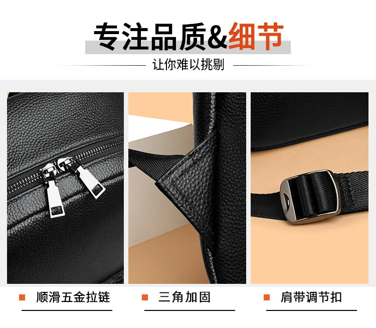100% Genuine Leather Men Backpacks Natural Skin Leather Students Backpack Yong Boys College Backpack Shoolbag Travel Bags SAC