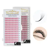 GLAMLASH Y YY W Shape Mesh Fake Natural Eyelash Extension C/D/L/LU Makeup Lashes Hand-woven Y False Premade Volume Lash