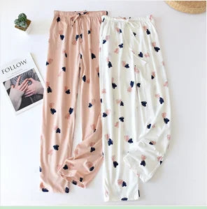 Winter Pajamas Home Pants For Women Elastic Trousers Loose Warm Thicken Fannel Pijamas Pants Sleepwear Printed Autumn Nightwear