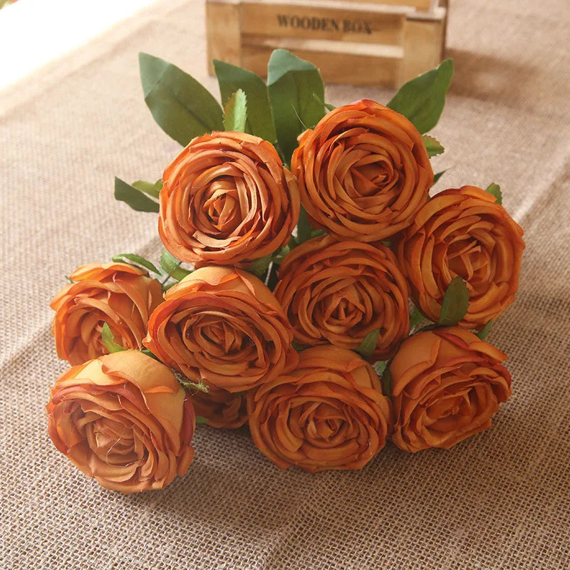 Hot 7/10 Heads Rose Bridal Bouquet Artificial Flower DIY Wedding Floral Arrangement Accessories Christmas Home Decor Photo Props
